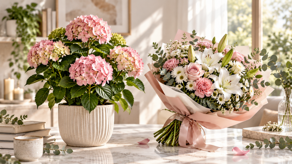 flori la ghiveci sau buchet de flori taiate